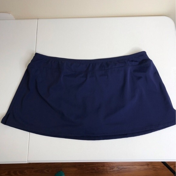 Jantzen Swim Skirt Bottom Attached Briefs Bathing Suit Navy Blue Womens Size 16W - Picture 11 of 12